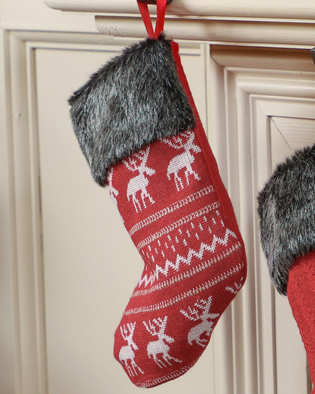 Set of 3 Mini Red Fairisle Christmas Stockings