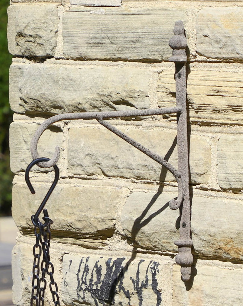 Grey Recycled Iron Garden Accessories - Aged Grey Hanging Basket Bracket
