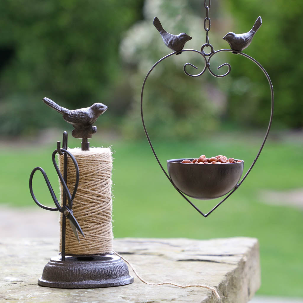 Love Birds Hanging Bird Bath and Gardener's String Dispenser