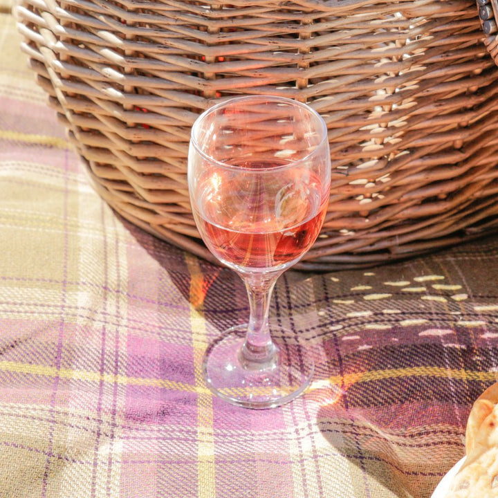 Picnic basket with wine glasses