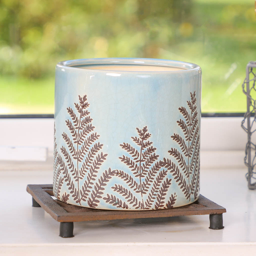 Brown Cast Iron Bird Plant Pot Stand