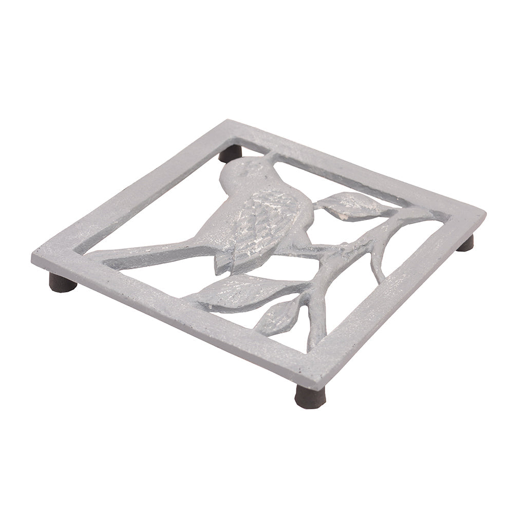Grey Cast Iron Bird Plant Pot Stand
