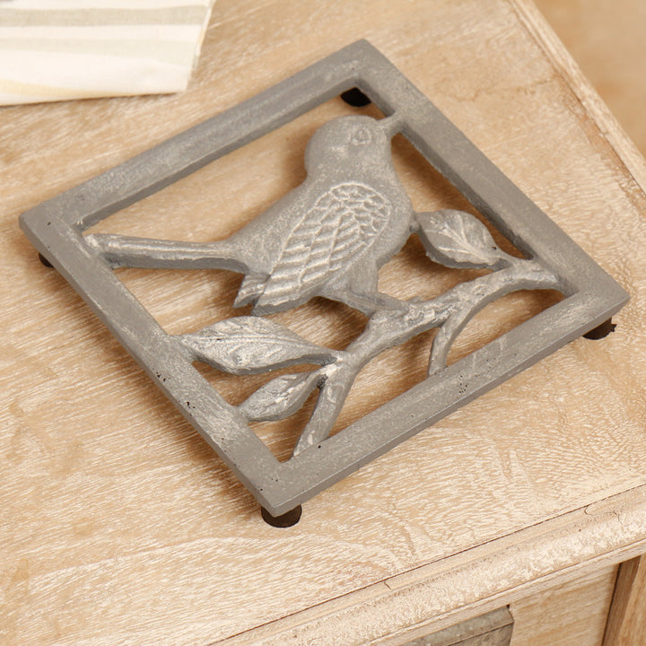 French Grey Iron Bird Trivet Gift