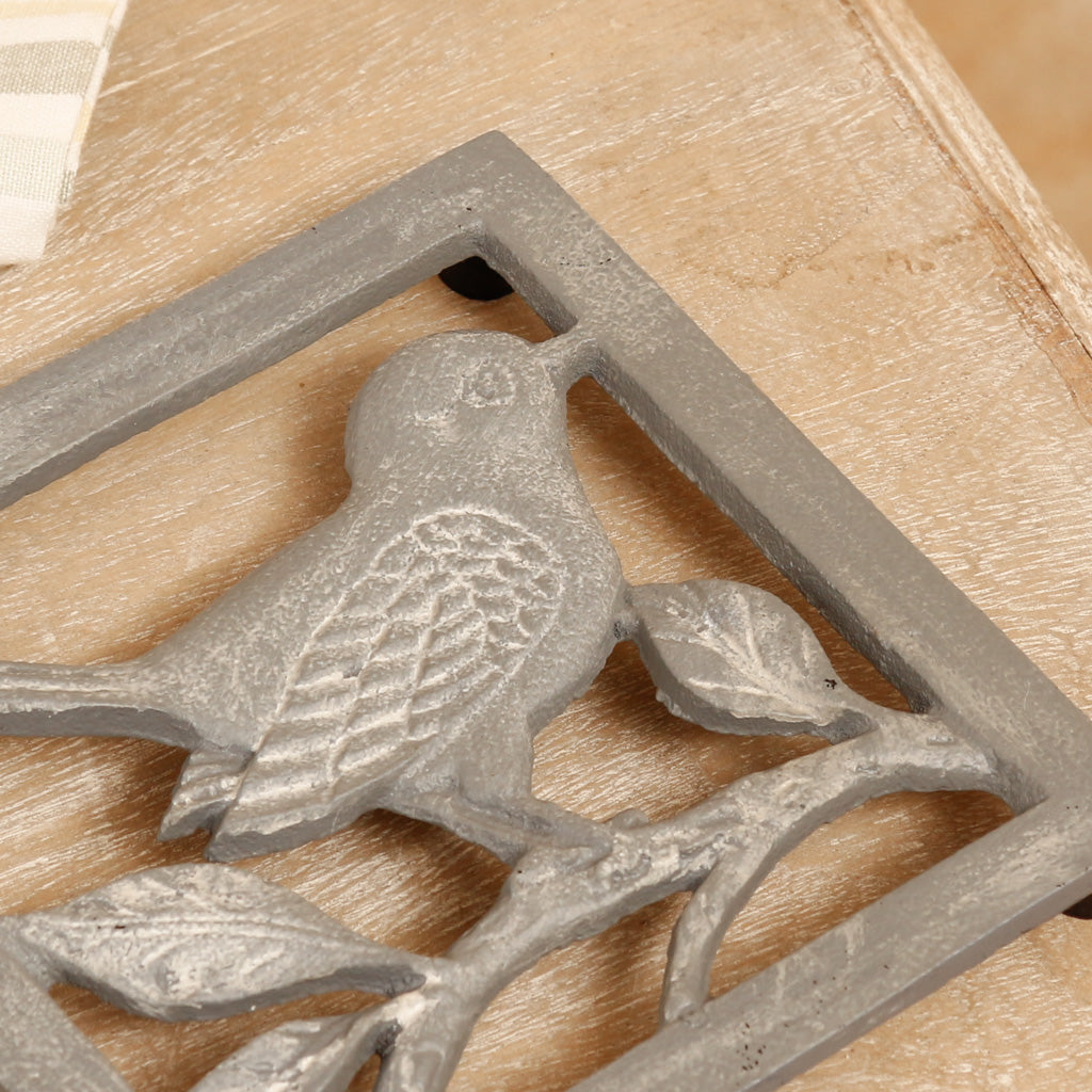 French Grey Iron Bird Trivet Gift