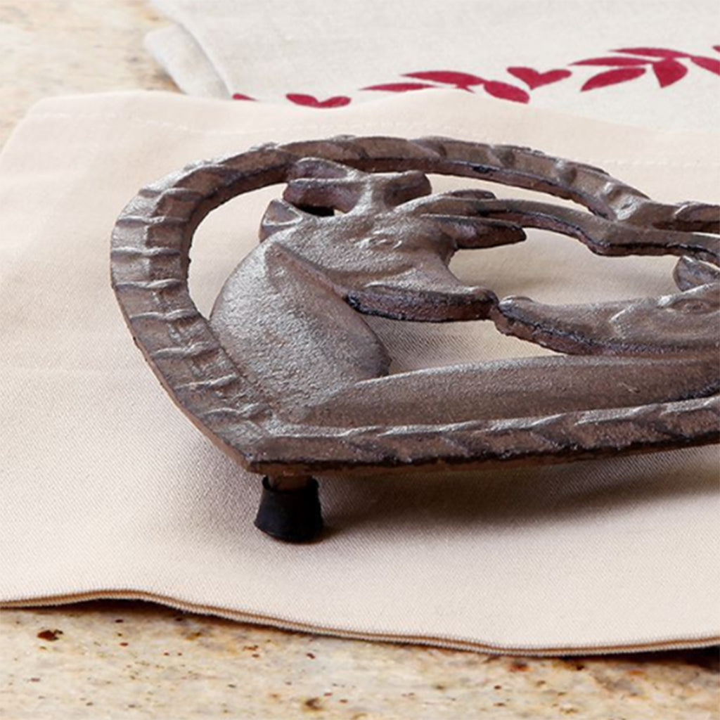 Kissing Deer Iron Heart Trivet Gift