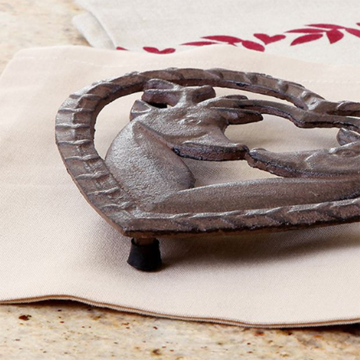 Kissing Deer Iron Heart Trivet Gift
