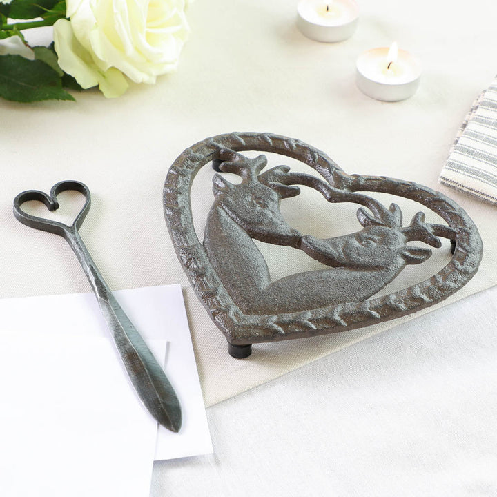 Iron Heart Trivet and Letter Opener Gift Set