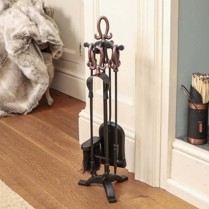 Copper Handled Fireside Tool Set Anniversary Gift