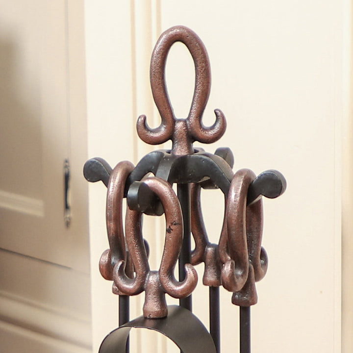 Copper Handled Fireside Tool Set Anniversary Gift