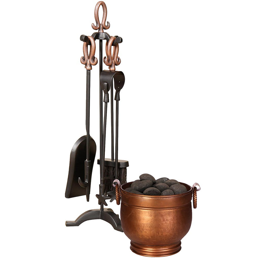 vintage copper fireside tools