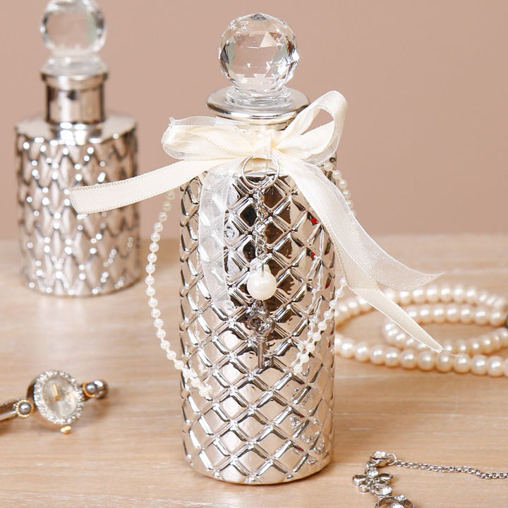 Decorative Silver Mirrored Perfume Bottle