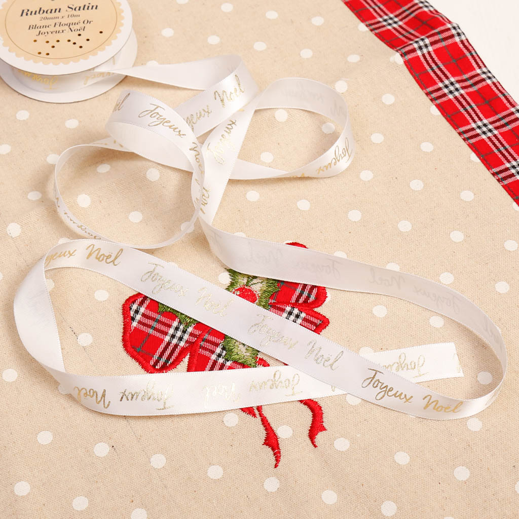 Set of 3 30 Metre Joyeux Noel Satin 10 Metre Ribbon