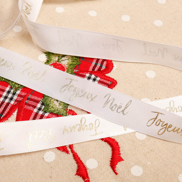 Set of 3 30 Metre Joyeux Noel Satin 10 Metre Ribbon