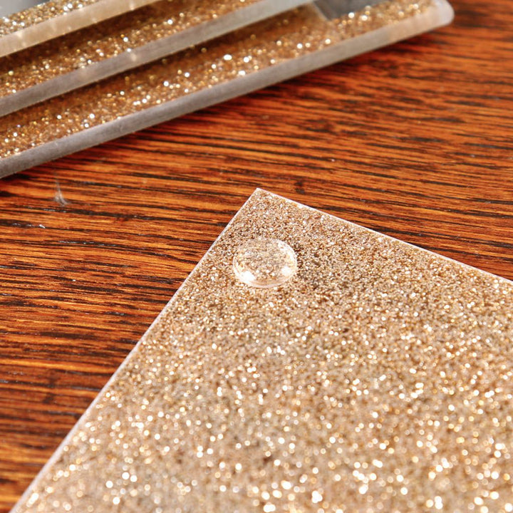 Set of 4 Gold Mirrored Glitter Coasters
