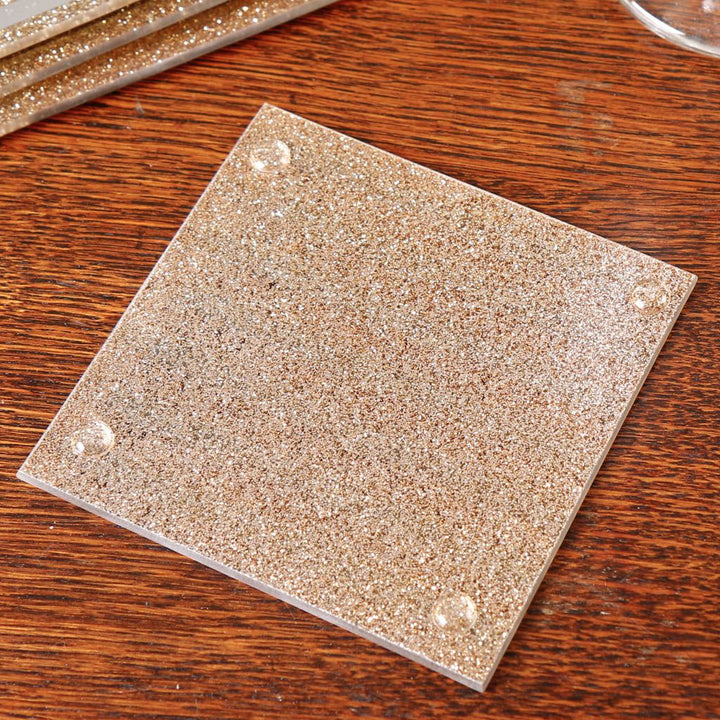 Set of 4 Gold Mirrored Glitter Coasters