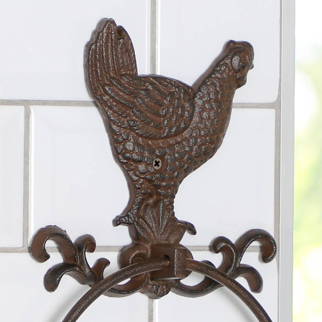 Cast Iron Rooster Towel Holder Ring
