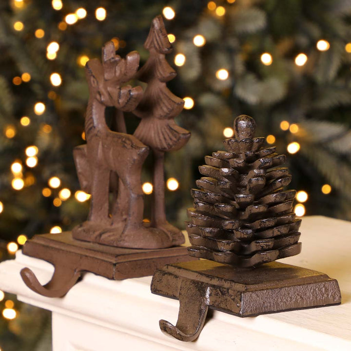 Set of 2 Winter Woodland Cast Iron Stocking Hangers