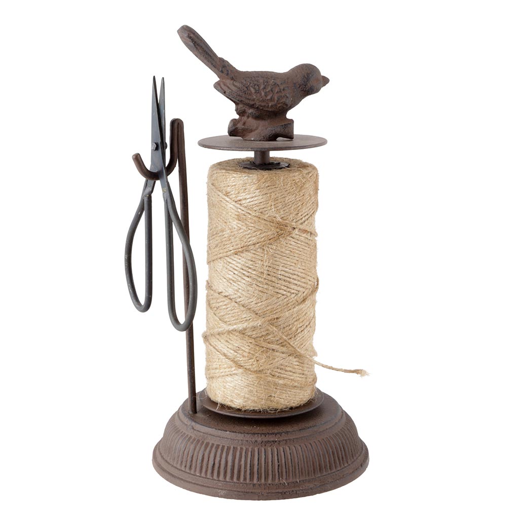 cast iron bird topped twine dispenser