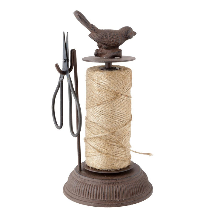 cast iron bird topped twine dispenser