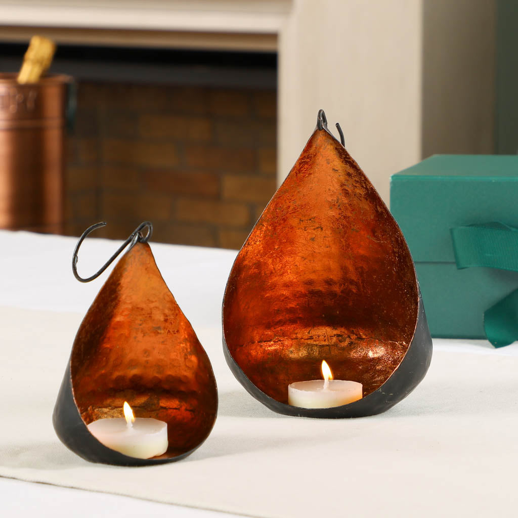 Black and Copper Tea Light Holder Set