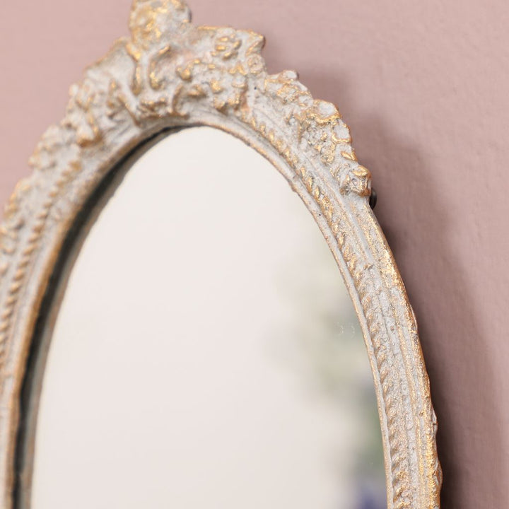 Vintage Oval Wall Mounted Mirror with Hooks