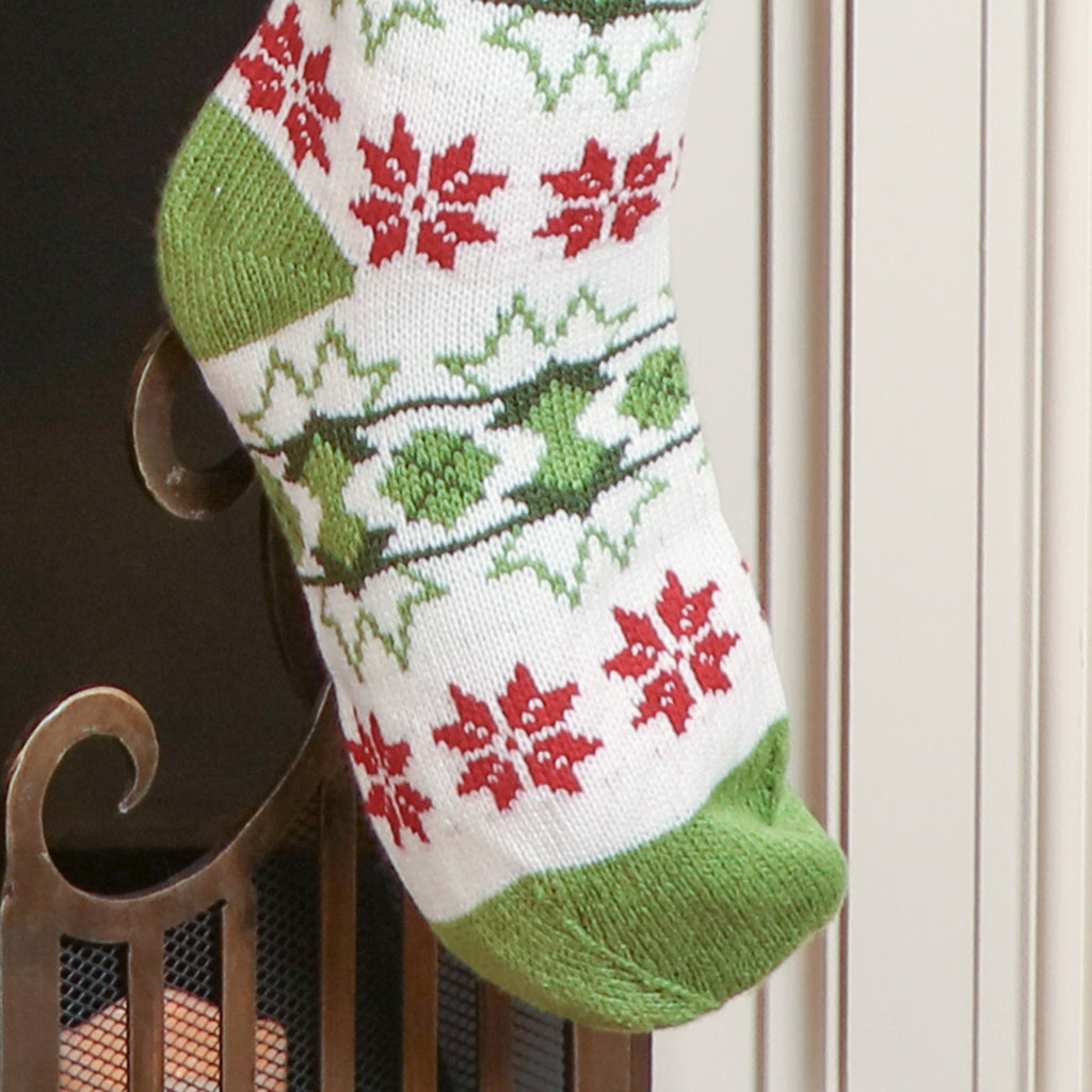Personalised Knitted White Fair Isle Christmas Stocking