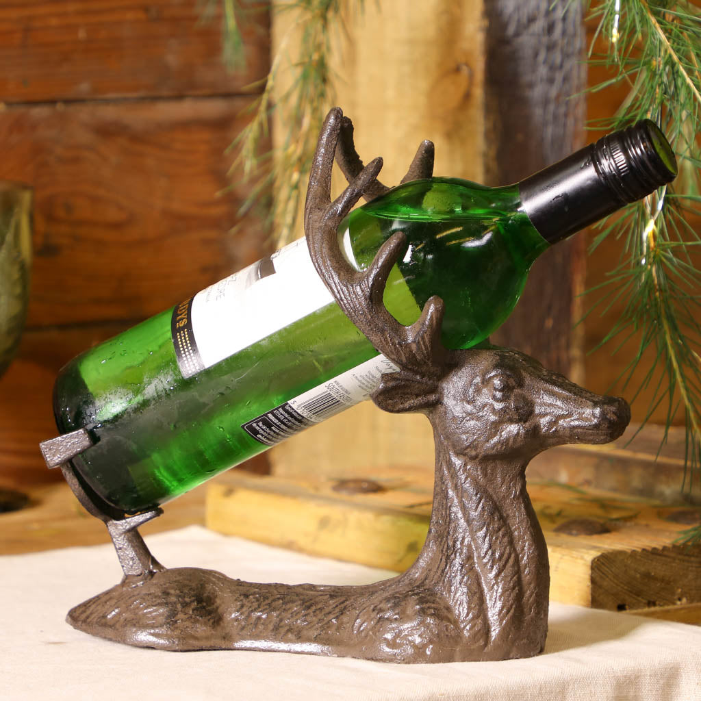 Cast Iron Stag Wine Bottle Holder Gift