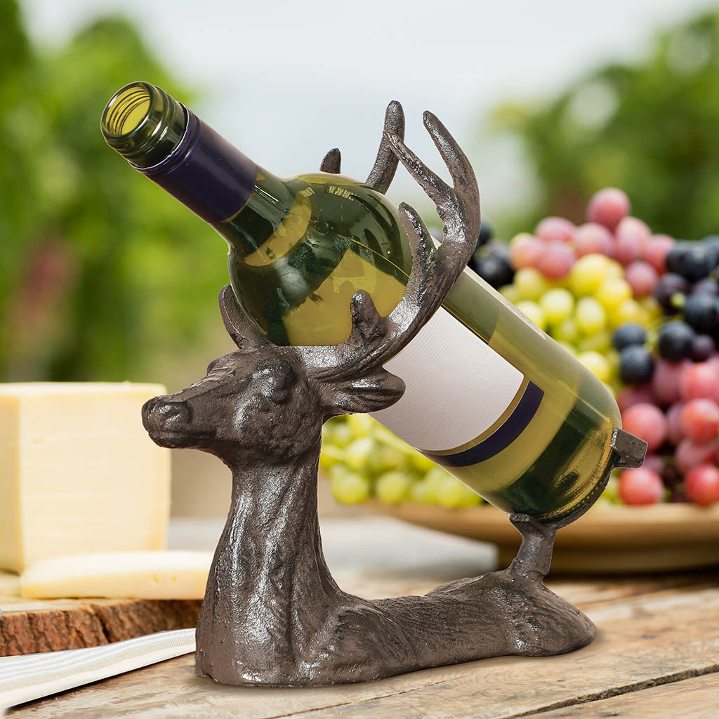 Cast Iron Stag Wine Bottle Holder Gift