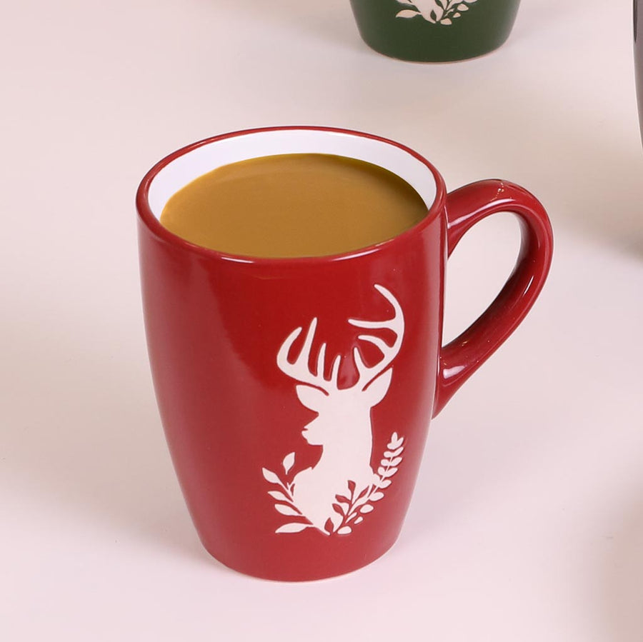 White and Red Traditional Highland Stag Mug