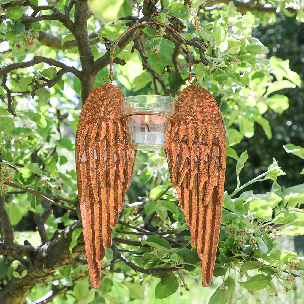 Copper Angel Wings Candle Holder