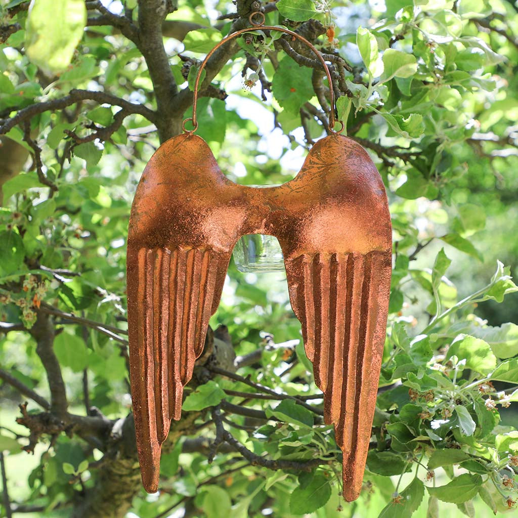 Copper Angel Wings Candle Holder