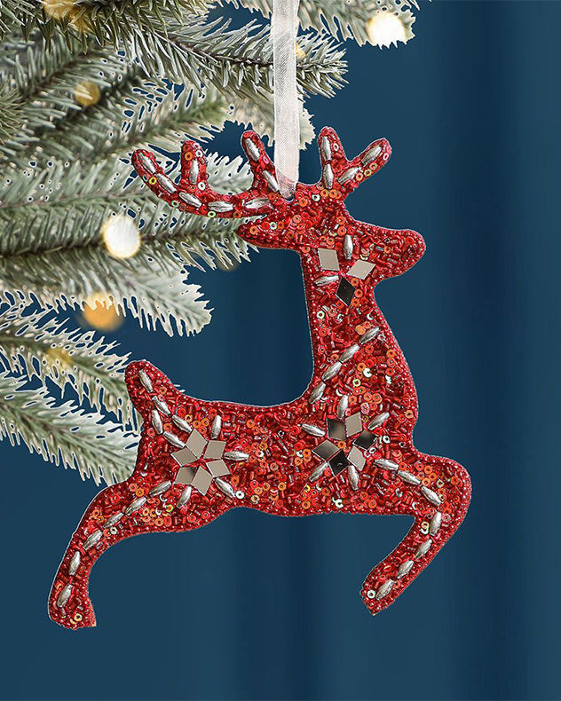 Prancing Reindeer Hanging Christmas Decoration