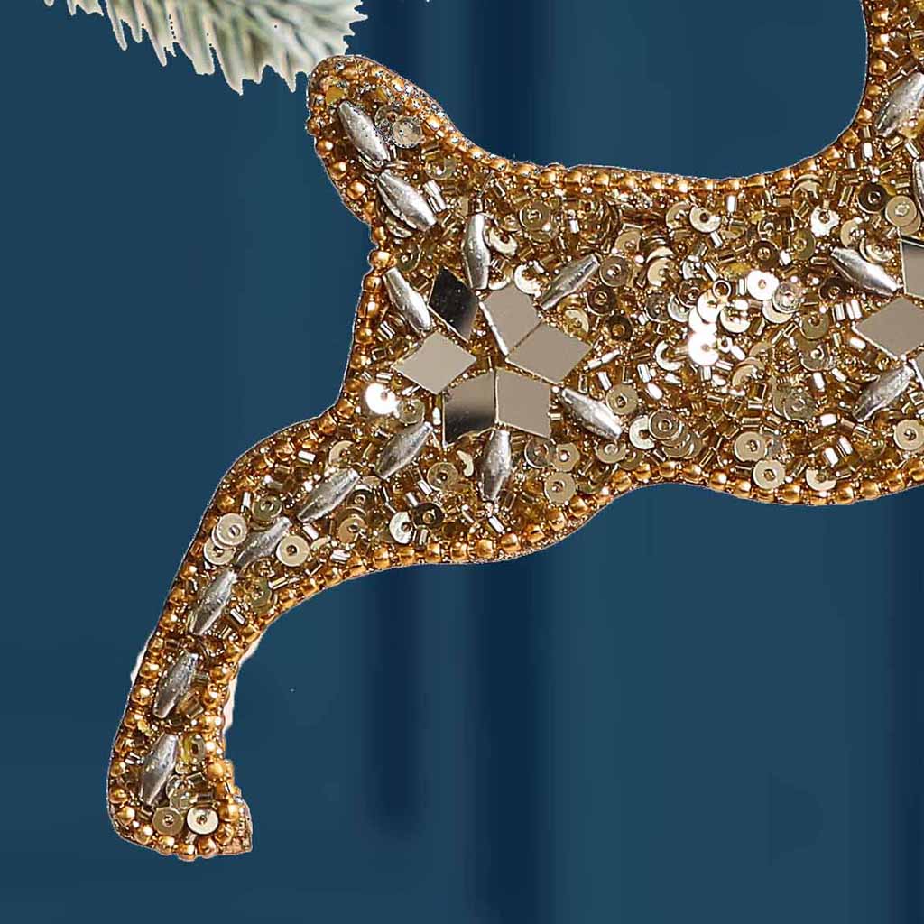 Set of 6 Gold Reindeer Ornaments