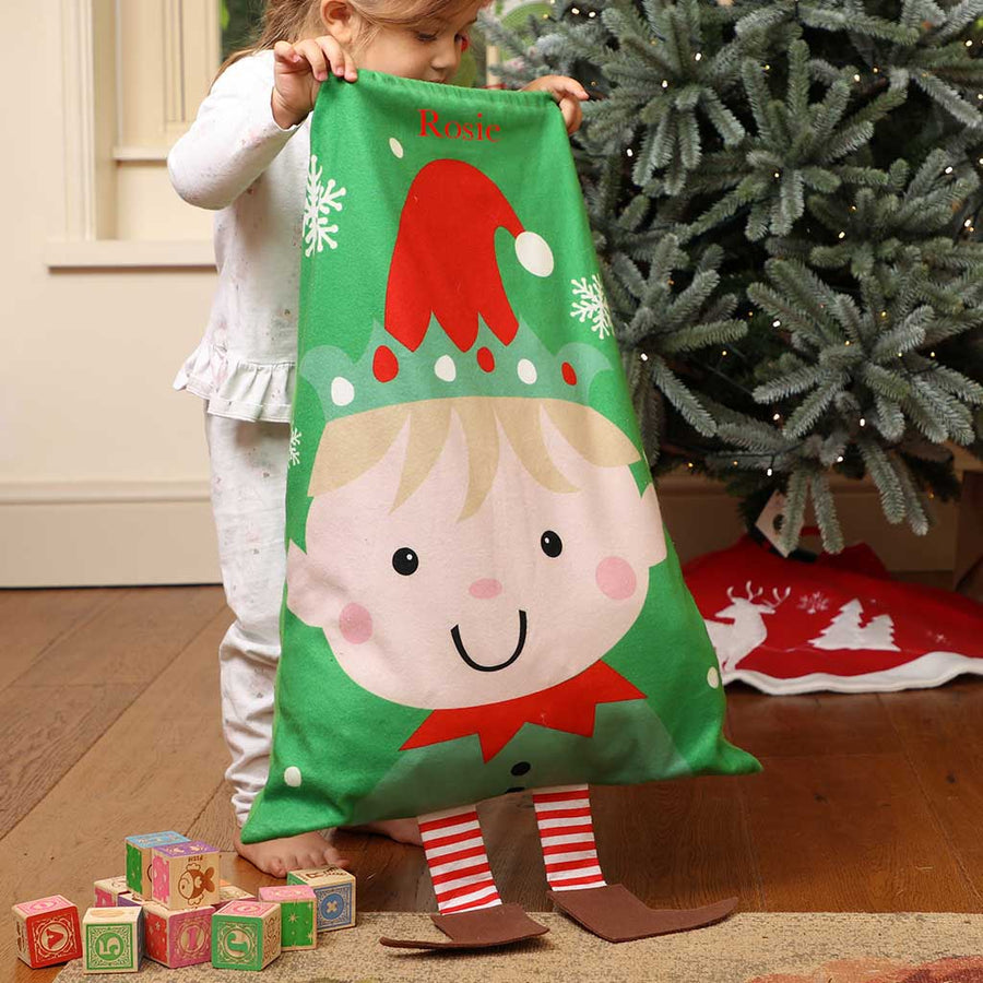 Santa's Elf Children's Christmas Gift Sack