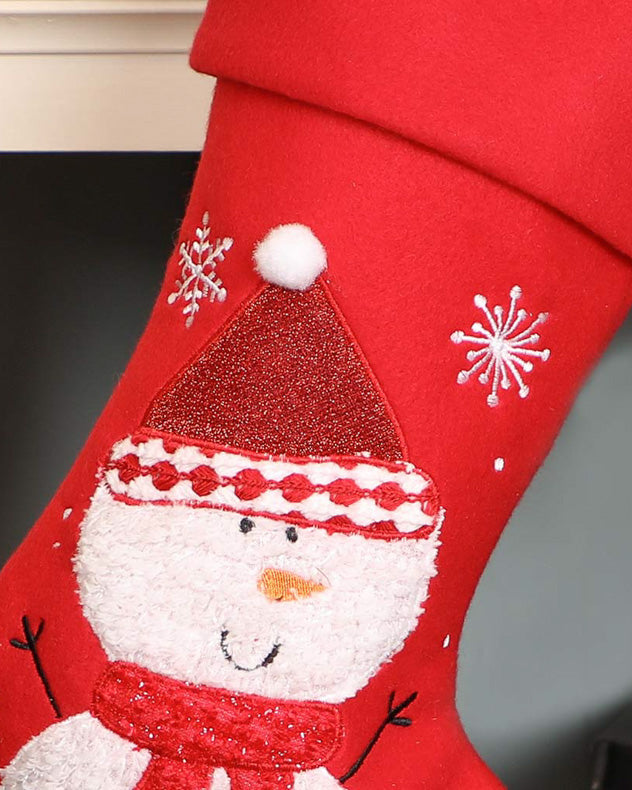 Personalised Red Snowman Christmas Stocking