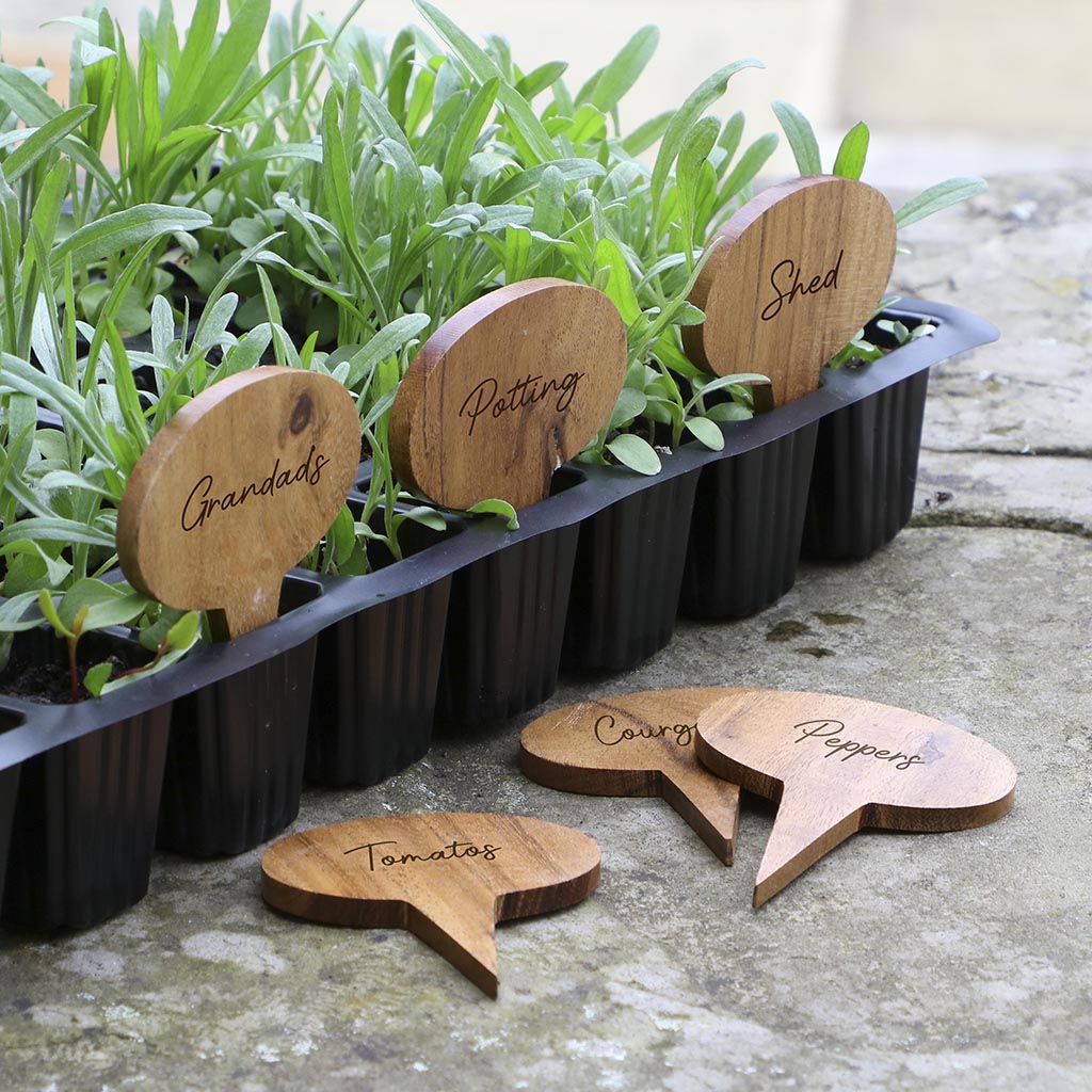 Set of 6 Wooden Write Your Own Plant Markers