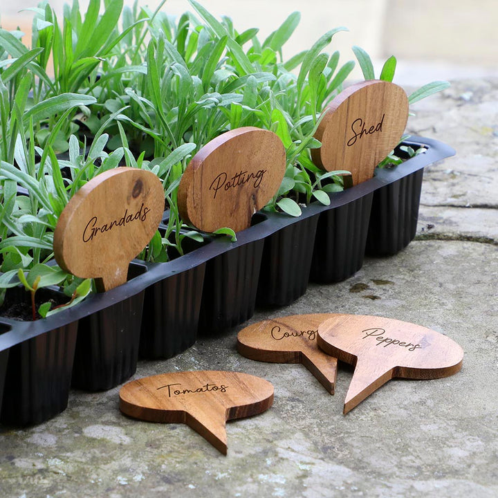 Set of 6 Wooden Write Your Own Plant Markers