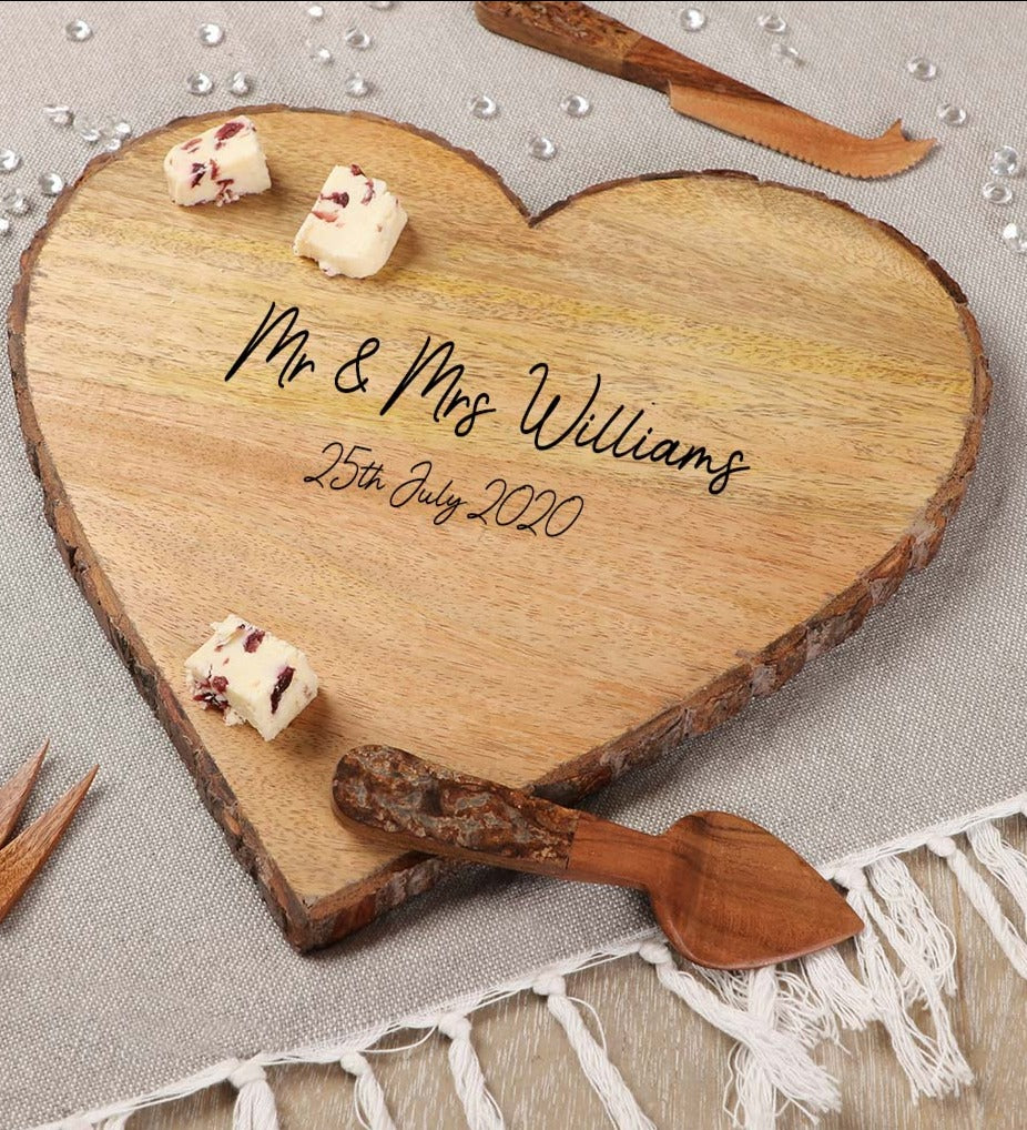 Personalised Heart Cheese Board