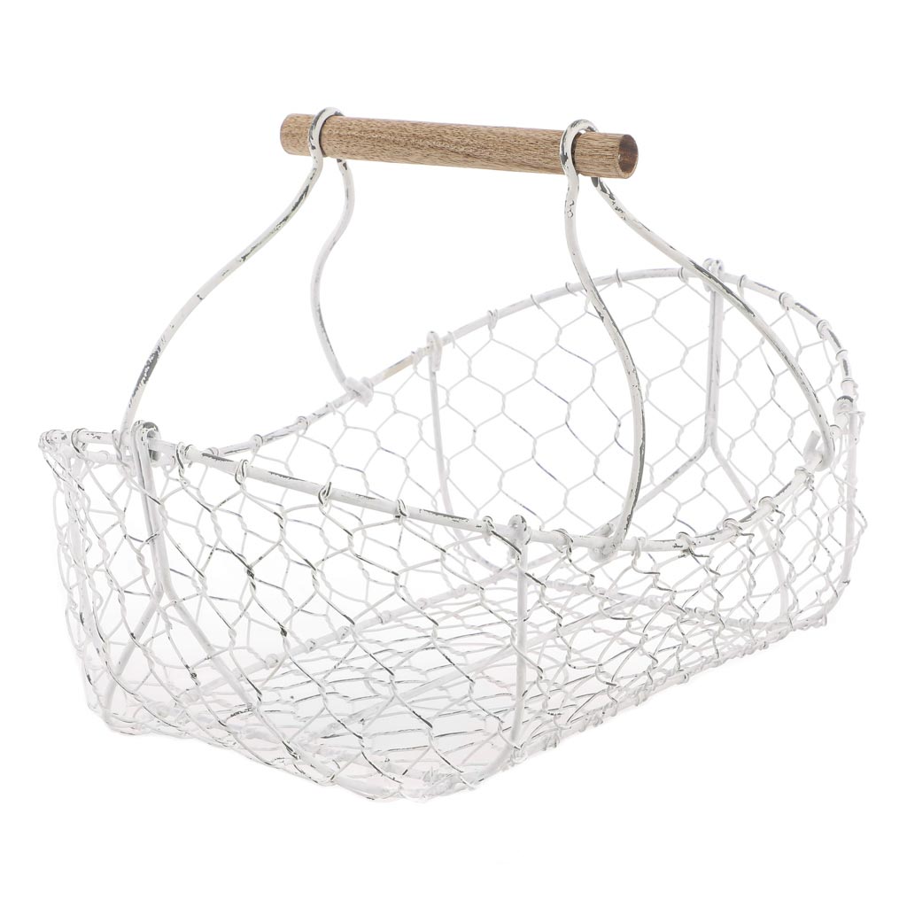 Farmhouse White Wire Garden Flower Trug