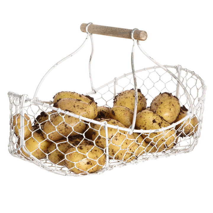 Personalised White Chickenwire Veg Storage Basket