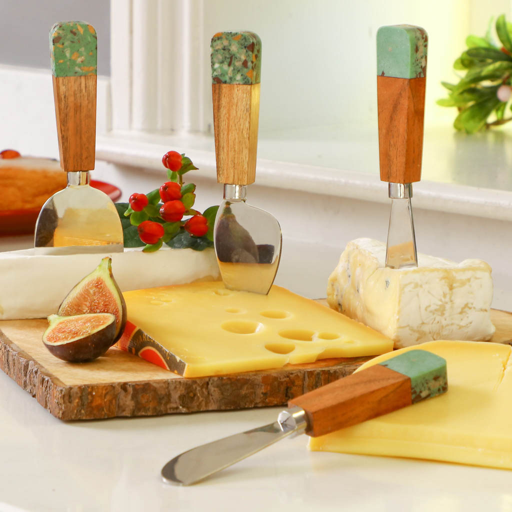 Green and Copper Cheese Knife Set