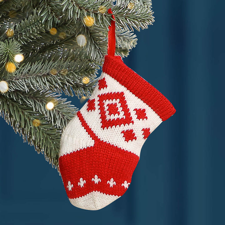 Christmas Tree Decoration Small Knit Stocking