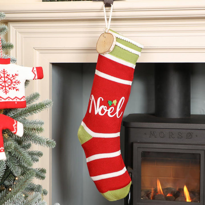 Noel Striped Christmas Stocking