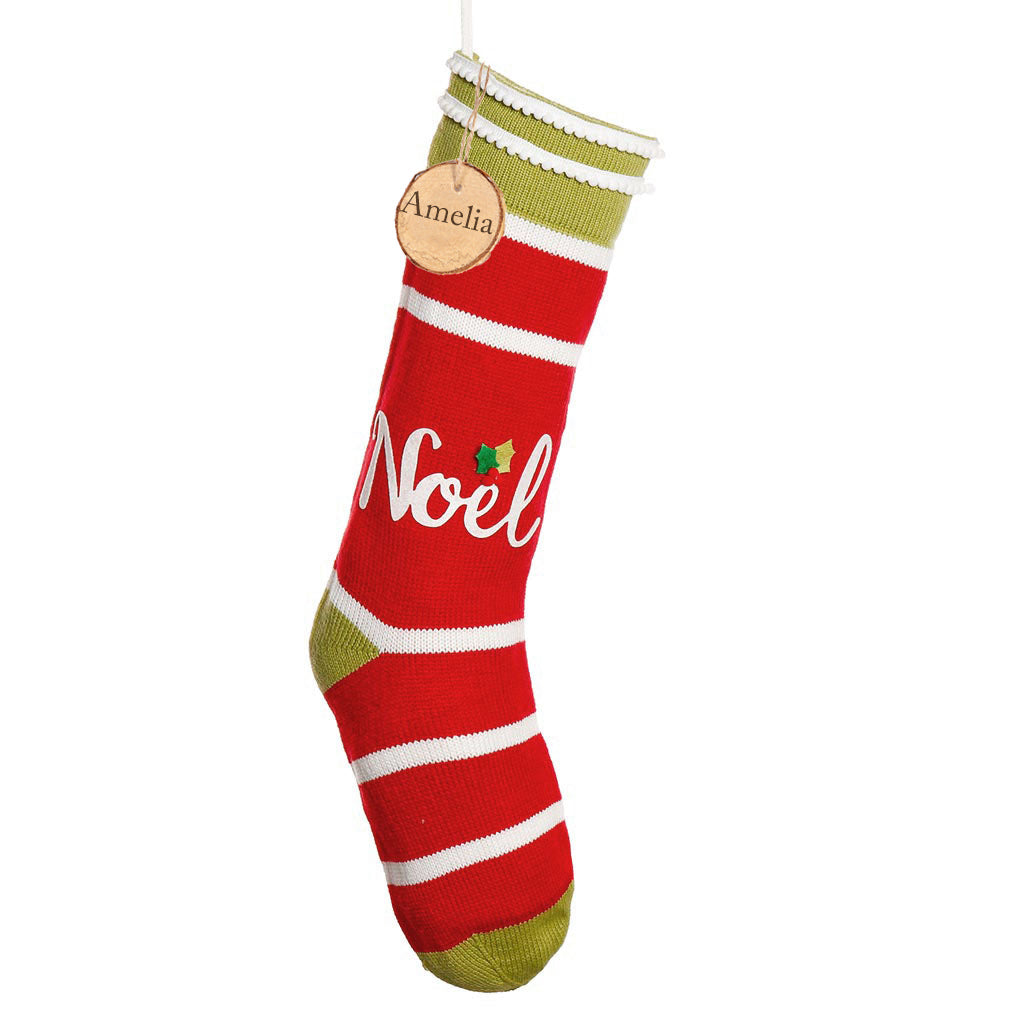 Personalised Noel Striped Christmas Stocking