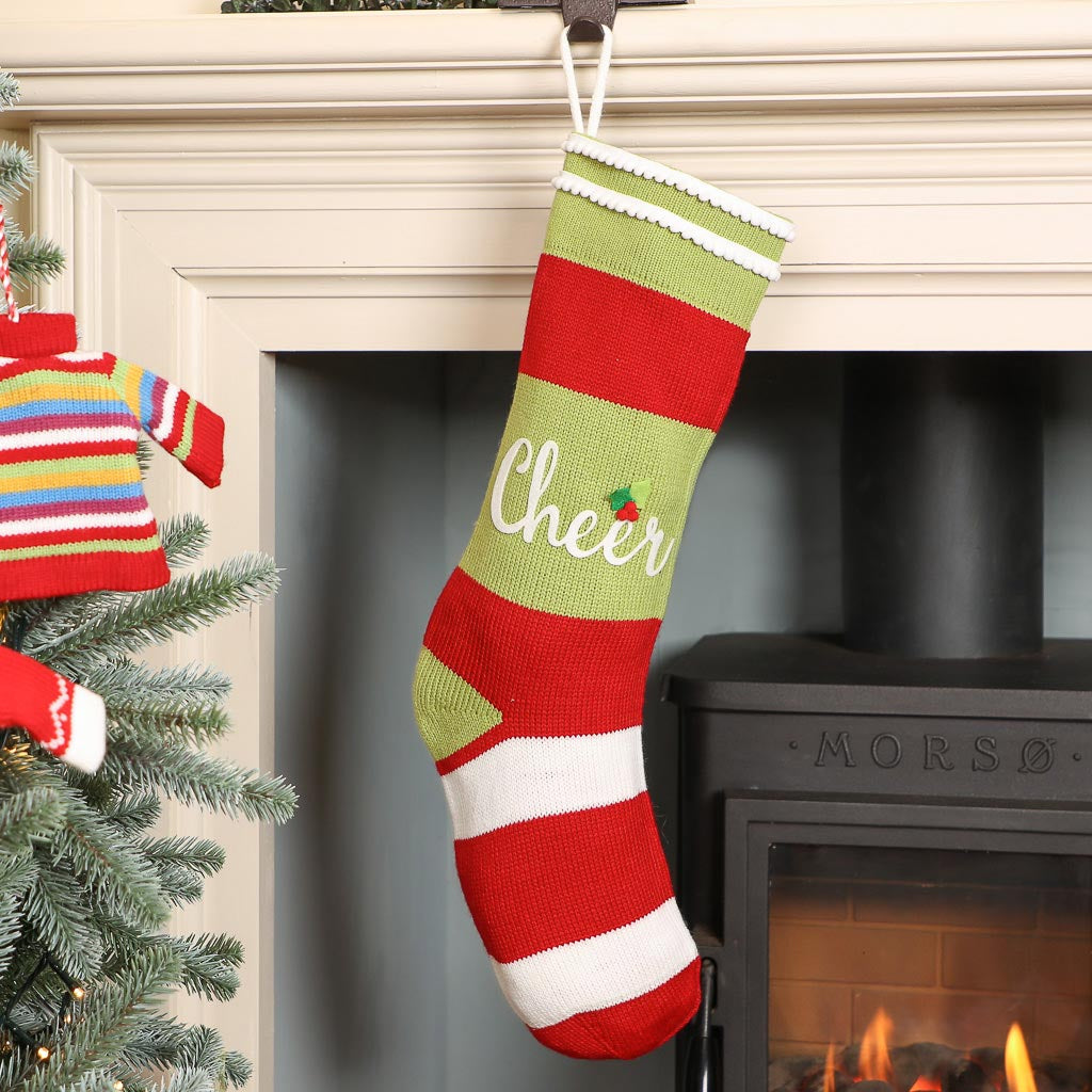 Cheer Candy Stripe Christmas Stocking