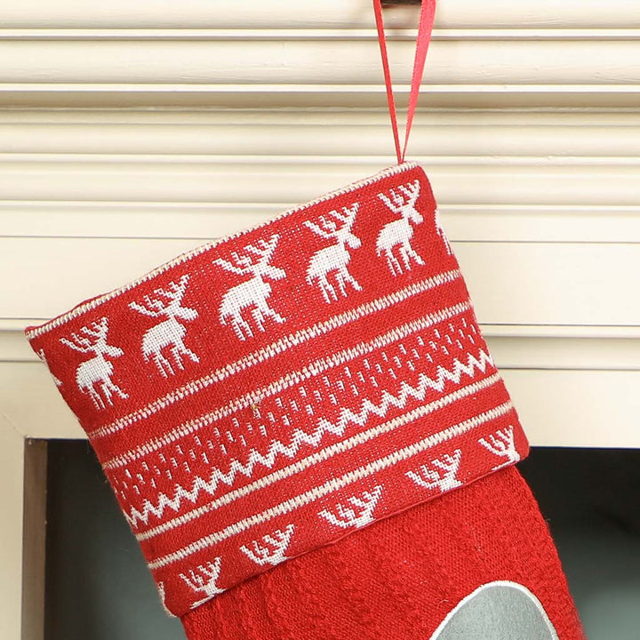 Red Nordic Love Heart Christmas Stocking
