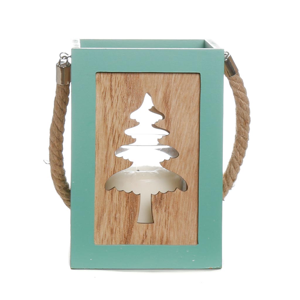 Green Tree Candle Lantern