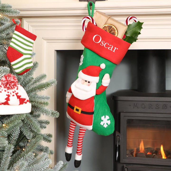 Personalised Dangling Legs Santa Christmas Stocking