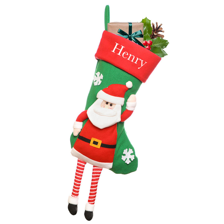 Personalised Dangling Legs Santa Christmas Stocking