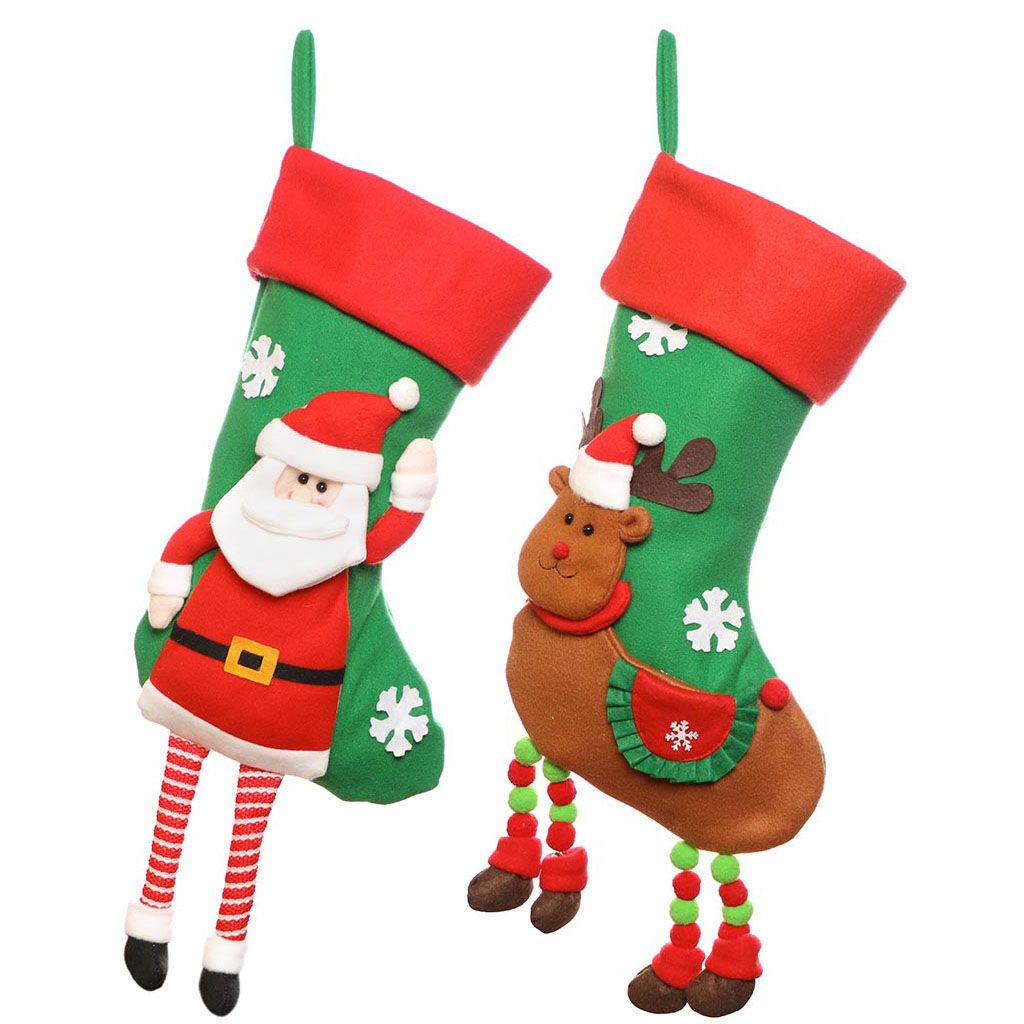 Set of 2 Dangling Legs Novelty Christmas Stockings